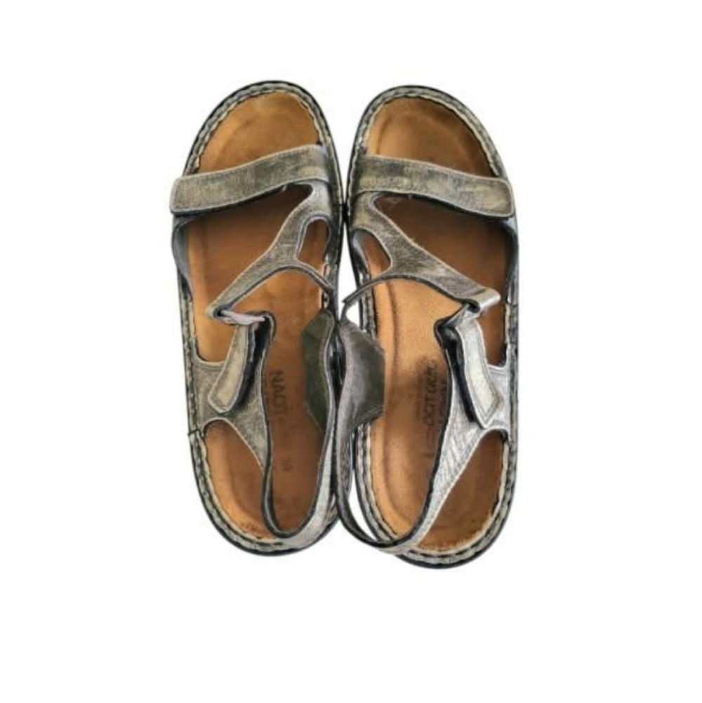 39 NAOT Faso Leather Metallic Metal Slingback Open Toe Sandal Shoe Women 8 8.5 - Picture 9 of 16
